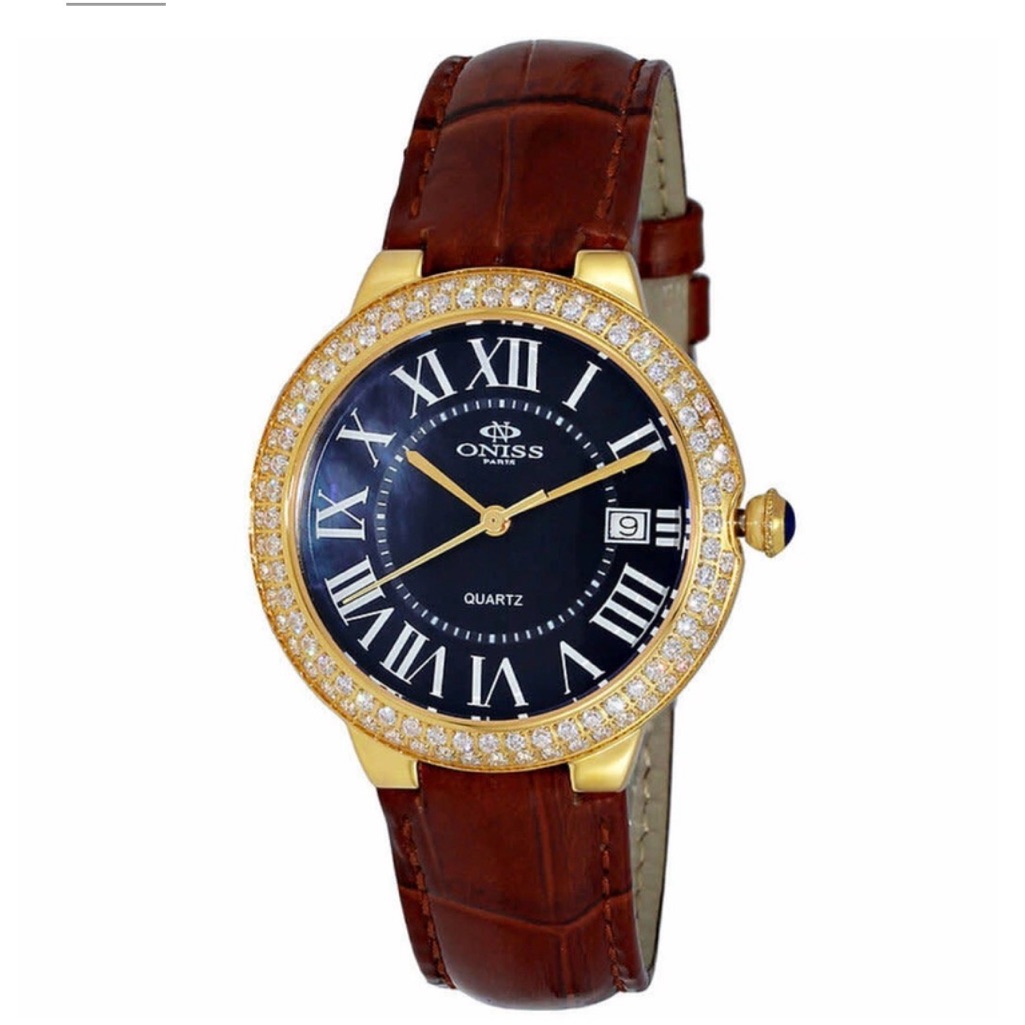 Oniss Quartz Crystal Black Dial Ladies Watch